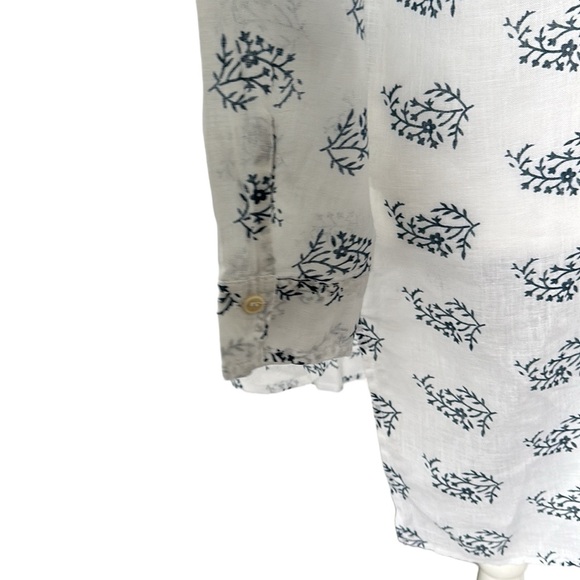 CP Shades white & blue linen oversized shirt mini dress high low hemline size XS - Picture 4 of 7